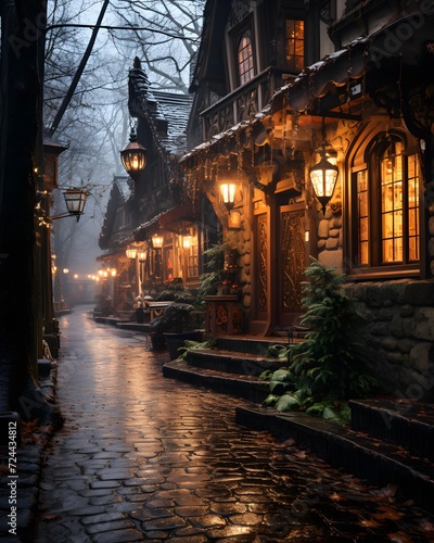 Old street in the old town of Prague, Czech Republic at night © Iman