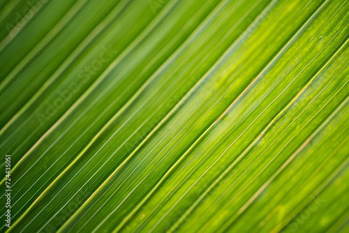 Close up green coconut leaf