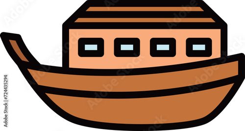 カラー乗り物アイコンイラスト　遊覧船