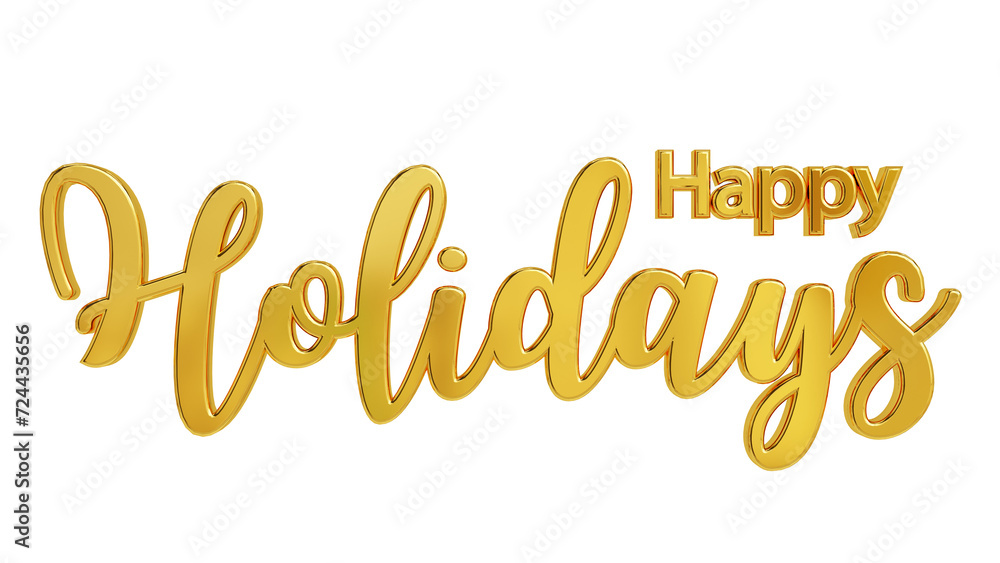 Fototapeta premium Happy holidays hand lettering 3d in gold, happy holidays typography, calligraphy