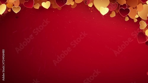 Card or banner for a happy valentine's day in gold on a burgundy gradient background with a gold-colored heart where it is written February 14 with pink, red and fuchsia roses. valentine love woman