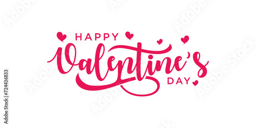 Happy Valentines Day typography poster with handwritten calligraphy text, isolated on white background.
