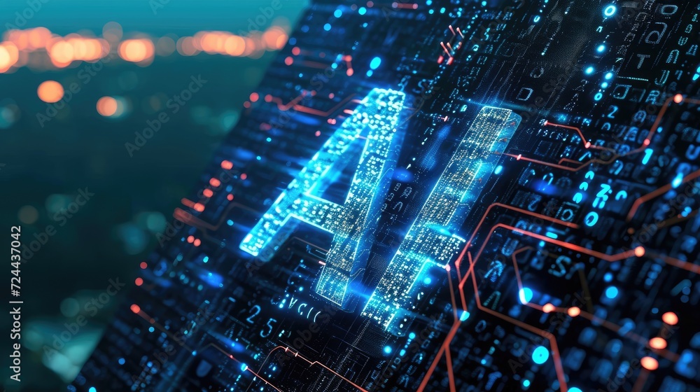 AI-themed text displayed over a mesmerizing digital backdrop, Ai ...