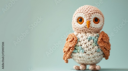 Crocheted hawk toy vibrant backdrop, handcrafted and adorable, Ai Generated © Crazy Juke