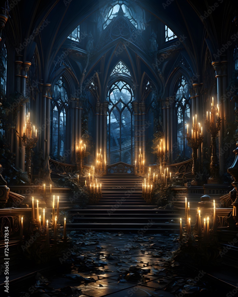 3D CG rendering of Gothic church. High quality 3D image.
