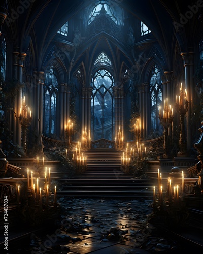 3D CG rendering of Gothic church. High quality 3D image.