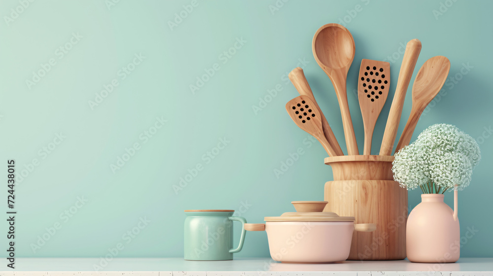 Kitchen cooking spoons - obrazy, fototapety, plakaty 