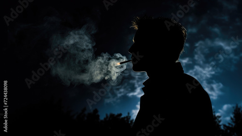 Shadowed Smoker: A Silhouette's Tale in the Dark