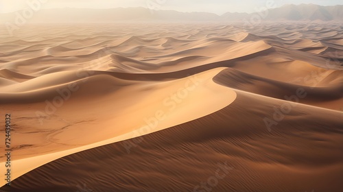 Sand dunes in the Sahara desert, Morocco. Panoramic view
