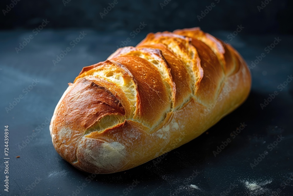 A Loaf of Bread on Black Background