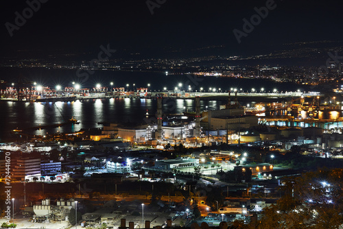 Dazzling night view of Haifa's port and gorgeous Mediterranean sea in Israel © AlexanderD