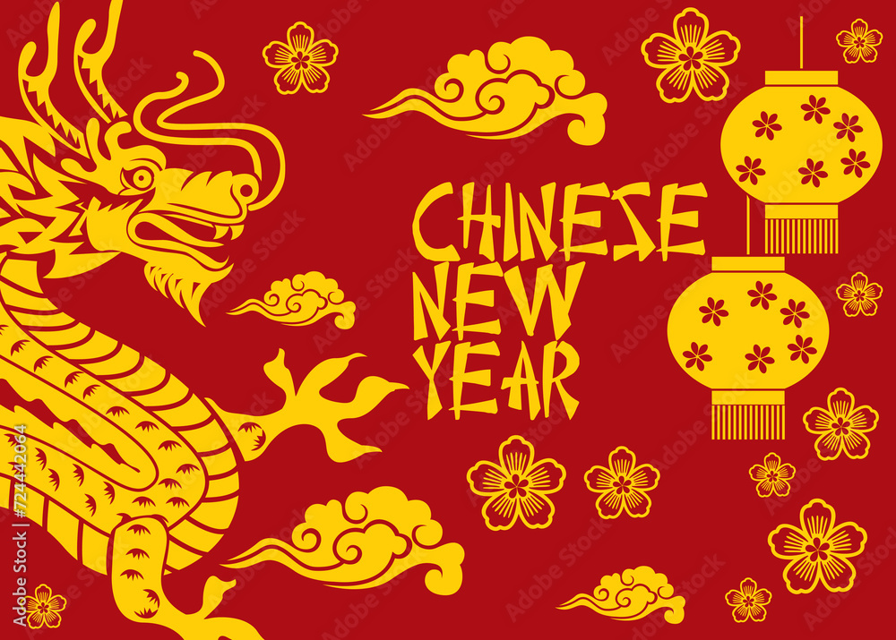 chinese new year of the dragon vector illustration