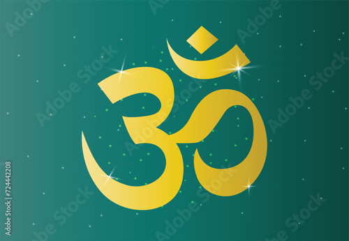 Beautiful Glowing Om or ohm or rum, with mandala in gold color shades for wall of Temples, Houses and for interior works etc. Hindu or hinduism symbol