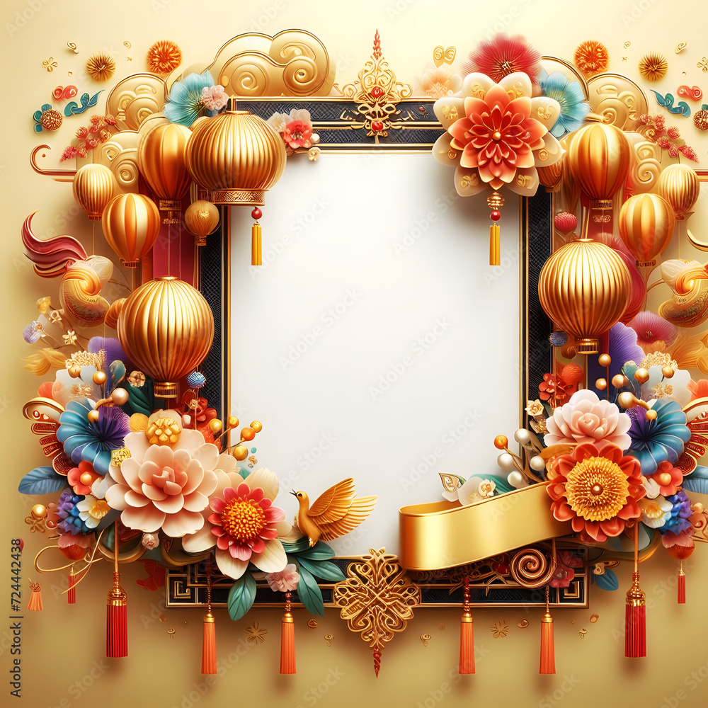 Chinese New Year Greeting Card with Festive Design, for Holiday Celebration. Ai generative 3D style. Chinese New Year Greeting Card with Festive Design, for Holiday Celebration. Ai generative 3D style.