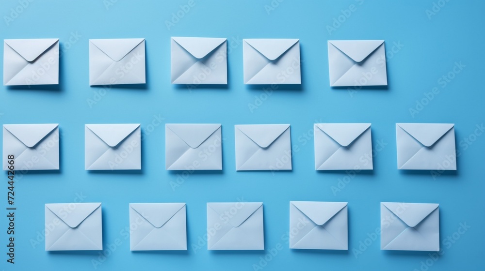 Mail envelopes on blue background paper letter Mail envelopes on blue background paper letter
