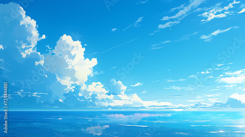 青空と海のイラスト photo