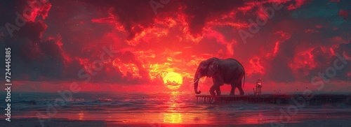 elephant_at_sunrise_jumping_over_a_pier