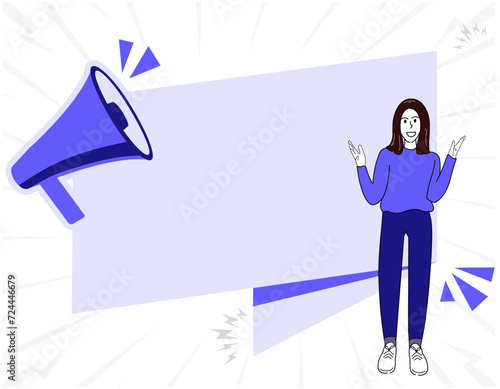 Megaphone announcement promotion vector illustration