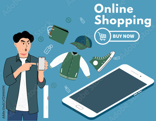 Free vector online shopping mobile app templates concept flat design illustration 