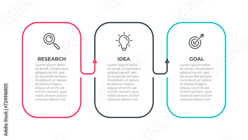 Thin lines elements for Infographics with arrows and 3 optios, steps or processes. Can be used for business report, template presentations.