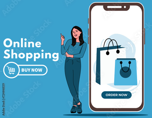 Free vector online shopping mobile app templates concept flat design illustration 