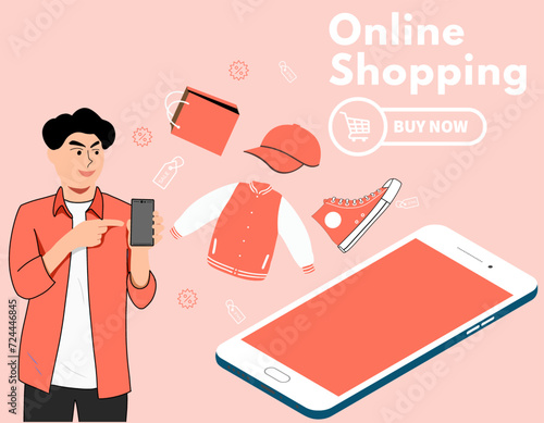 Free vector online shopping mobile app templates concept flat design illustration 