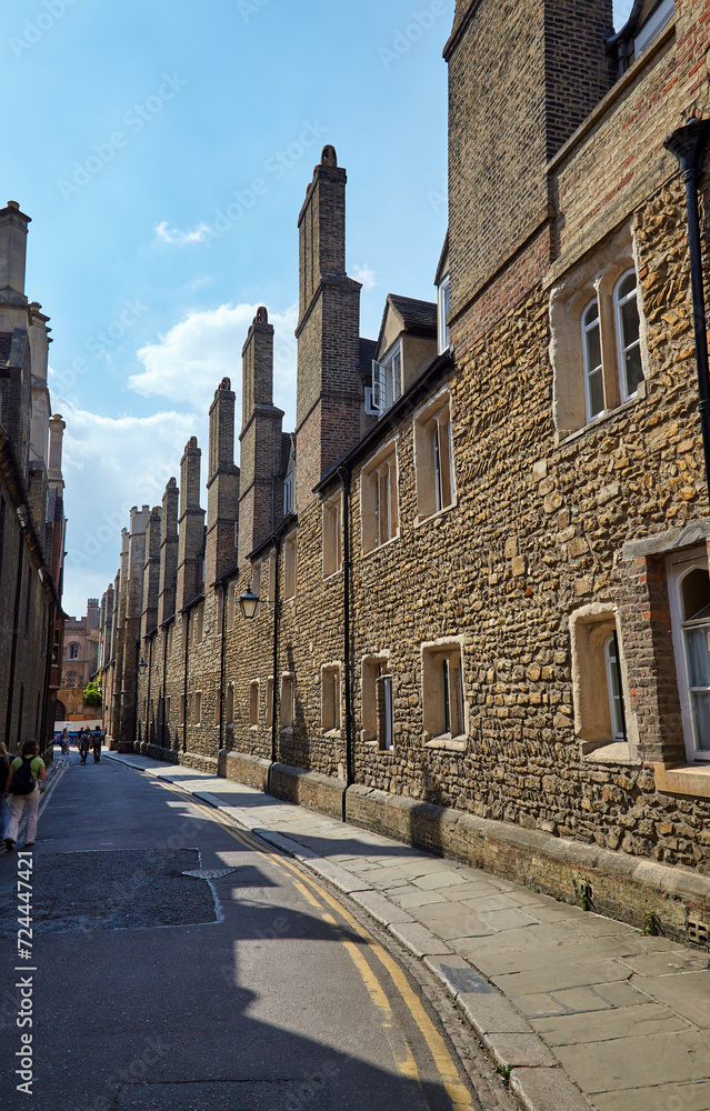 The narrow Trinity line street in the centre of University of Cambridge, England