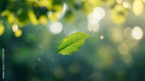 green leaf falling in the air 