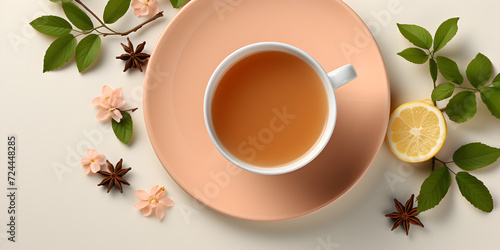 Tea in ceramic cup isolated on white background