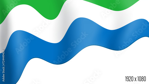 Sierra Leone country flag realistic independence day background. Sierra Leone commonwealth banner in motion waving, fluttering in wind. Festive patriotic HD format template for independence day