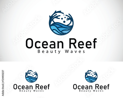 coral reef logo creative design concept circle emblem ocean