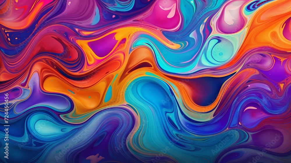 Psychedelic rainbow liquid background with vibrant colors and swirls