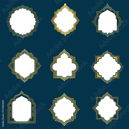 Luxury Gold and white Islamic pattern design with Decorative Ornament Frames