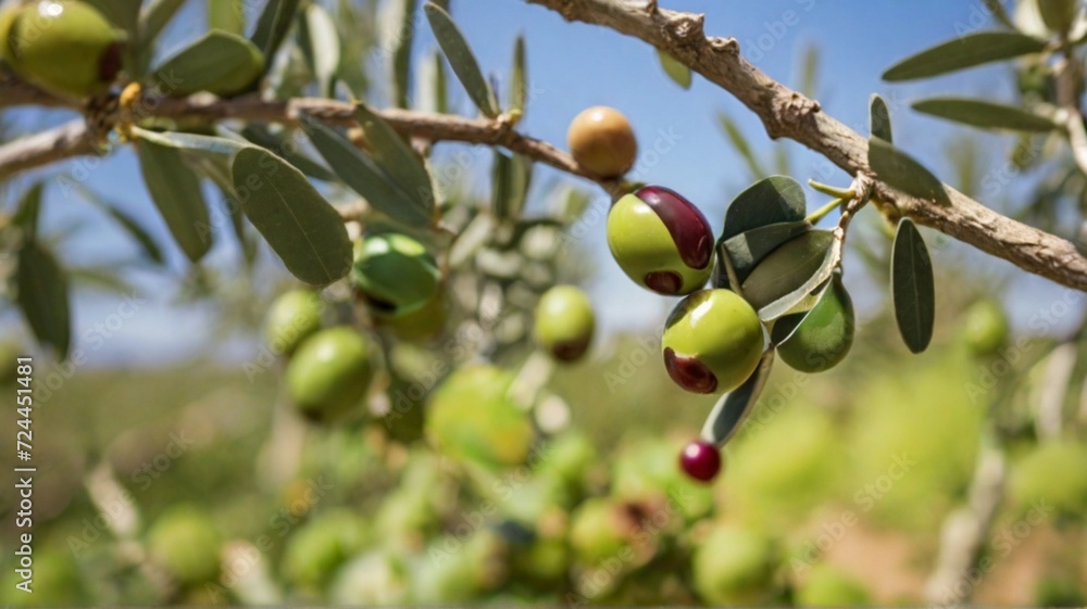 green olives on tree  Generated AI