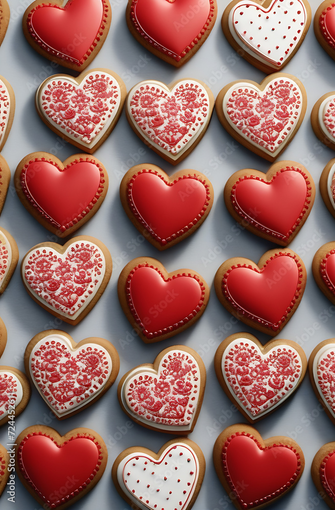 heart cookies with icing for Valentine's Day, gift for loved ones heart cookies with icing for Valentine's Day, gift for loved ones