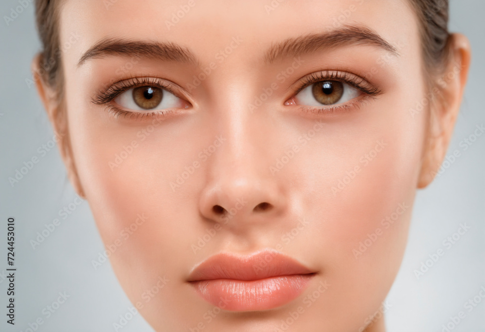 Close-up portrait of a beautiful young woman with clean fresh skin Close-up portrait of a beautiful young woman with clean fresh skin