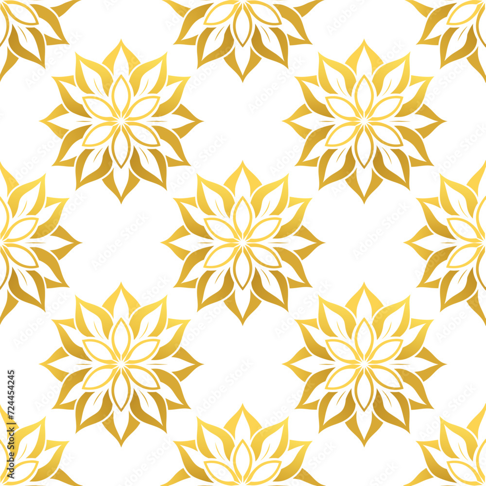 Seamless luxury gold flower background. Flat Vector.