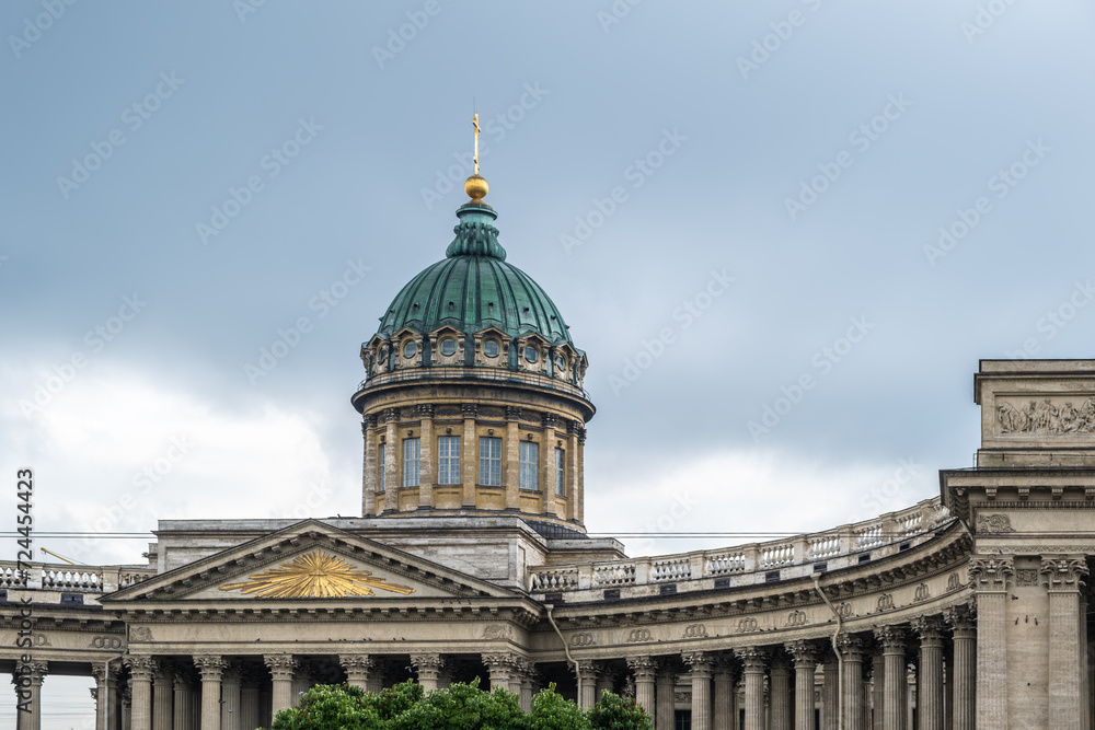 The ancient building of the Kazan Cathedral in St. Petersburg.