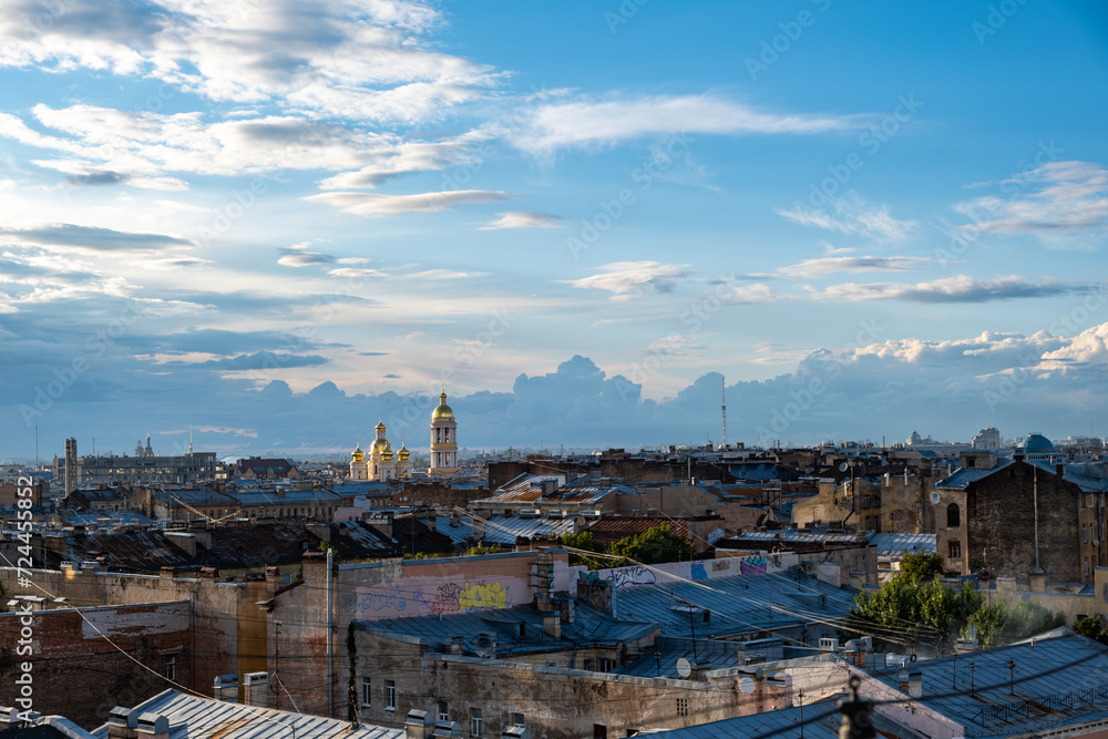 A view of roofs and houses in the center of St. Petersburg in Russia on August 16, 2023.
