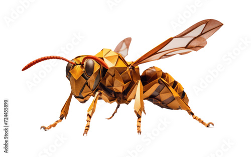 Sleek Paper Wasp on Transparent Background