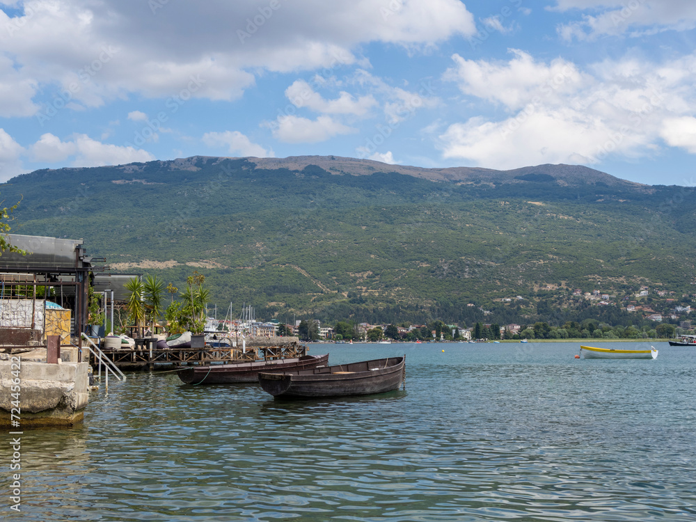 Boats on Lake Ohrid.