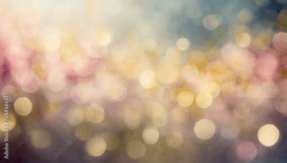 abstract bokeh background, Abstract blur bokeh banner background. Rainbow colors, pastel purple, blue, gold yellow, white silver, pale pink bokeh background