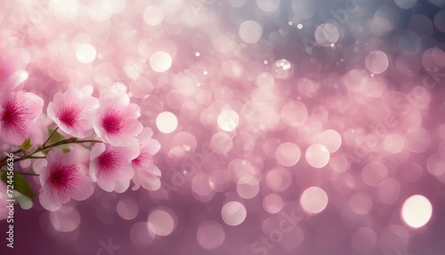 pink background with flowers  Abstract blur bokeh banner background. Rainbow colors  pastel purple  blue  gold yellow  white silver  pale pink bokeh background
