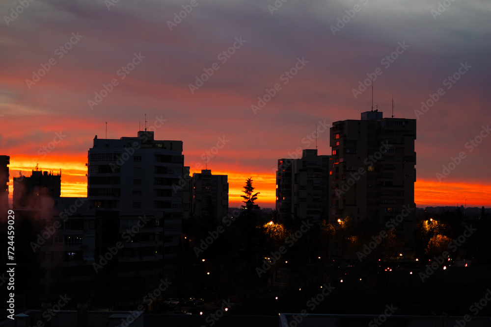 sunrise from the Madrid neighborhood of Hortaleza