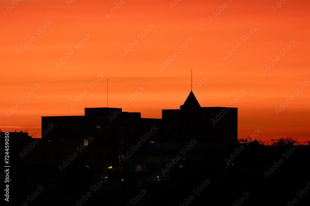 dawns in the Carabanchel neighborhood of Madrid, Spain