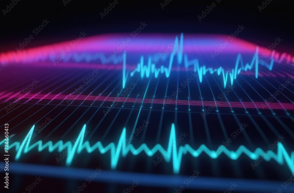 heart beat on monitor. heart cardiogram, hologram, blurred background. Concept medicine, heart research.