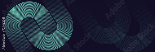 Modern dark blue abstract horizontal banner background with glowing geometric lines.Suitable for covers, brochures, presentations, flyers. vector