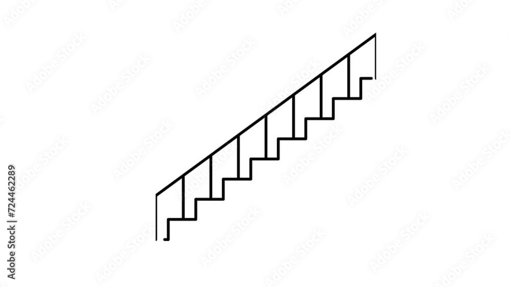 stairs moving up animation video motion graphic, simple flat line art stairs, 4k transparent video stairs moving up animation video motion graphic, simple flat line art stairs, 4k transparent video