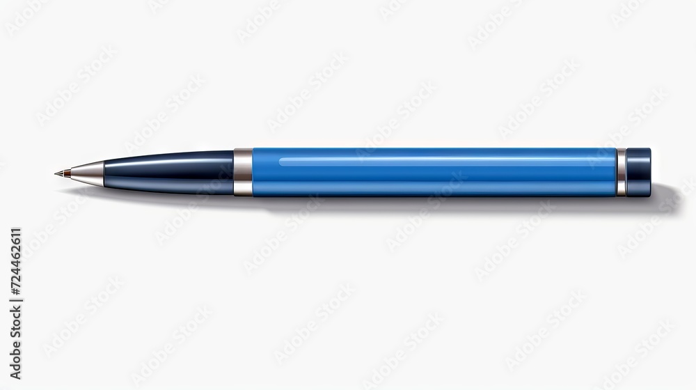 A realistic 3D rendering of a silver business office pen with lying on a white surface background, suitable for professional and corporate design projects.
