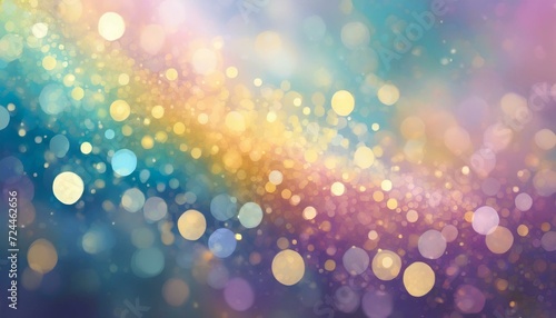 abstract background with bokeh, Abstract blur bokeh banner background. Rainbow colors, pastel purple, blue, gold yellow, white silver, pale pink bokeh background